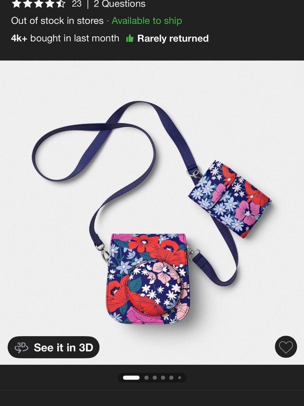 Heyday Fujifilm instax mini 12 Floral Crossbody Bag and Card Holder